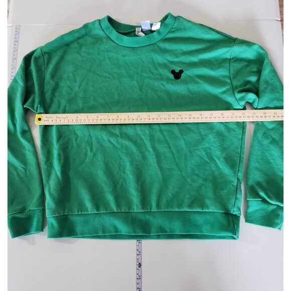 H&M Divided Disney Green Mickey Mouse Embroidered Pullover Sweater Size M Casual - Picture 4 of 8